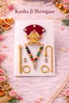 Classic Kanha Ji Shringar Jewellery Set with Red Mukut & Beaded Mala (Handcrafted)