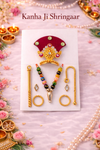 Multicolor Kanha Ji Shringar Jewellery Set with Velvet Mukut & Beaded Mala (Handcrafted)
