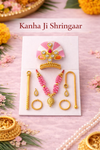 Kanha Ji Shringar Jewellery Set with Pink Mukut & Beaded Mala – Complete Laddu Gopal Decoration Set