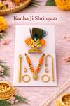 Kanha Ji Shringar Set with Peacock Feather Mukut & Orange Mala – Complete Laddu Gopal / Thakur Ji Decoration Set