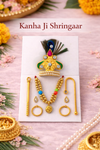 Kanha Ji Shringar Set with Mor Pankh Mukut & Golden Beaded Mala – Complete Laddu Gopal / Thakur Ji Jewellery Set