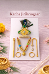 Kanha Ji Shringar Set with Mor Pankh Mukut & Golden Mala – Premium Laddu Gopal / Thakur Ji Decoration Set