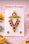 Kanha Ji Shringar Set – Red & Green Stone Necklace with Mukut Pendant | Laddu Gopal / Thakur Ji Jewellery Set