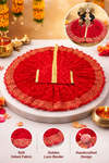 Premium Red Velvet Kanha Ji Poshak with Golden Lace Border – Handcrafted Laddu Gopal Dress