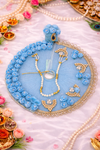 Sky Blue Designer Shringar Poshak Set for Kanha Ji with Rose & Pearl Work (Handcrafted)
