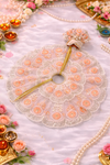 Peach & White Embroidered Net Poshak for Kanha Ji with Floral Handwork (Handcrafted)