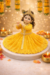 Divine Yellow Velvet Kanha Ji Poshak with Golden Lace Border – Handcrafted Laddu Gopal Dress