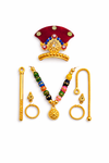 Multicolor Kanha Ji Shringar Jewellery Set with Velvet Mukut & Beaded Mala (Handcrafted)