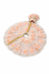 Peach & White Embroidered Net Poshak for Kanha Ji with Floral Handwork (Handcrafted)